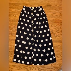 Anthropologie Black and White Polka Dot Maxi Skirt